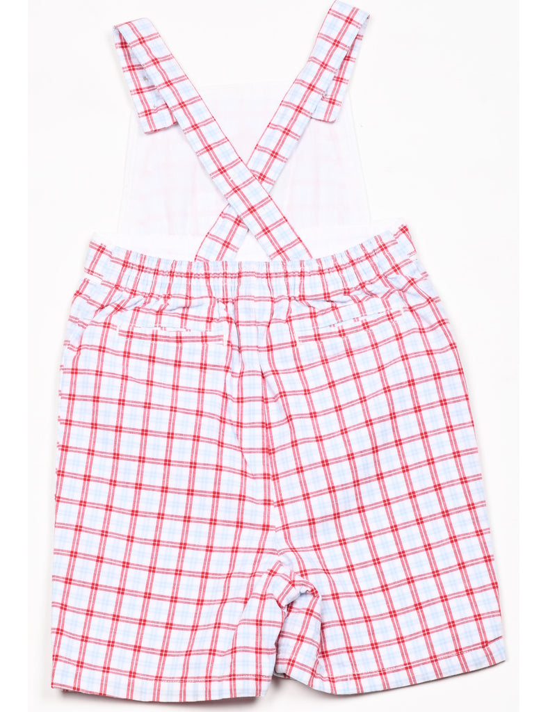 Checked Red & White Dungarees - 6-12 MONTHS