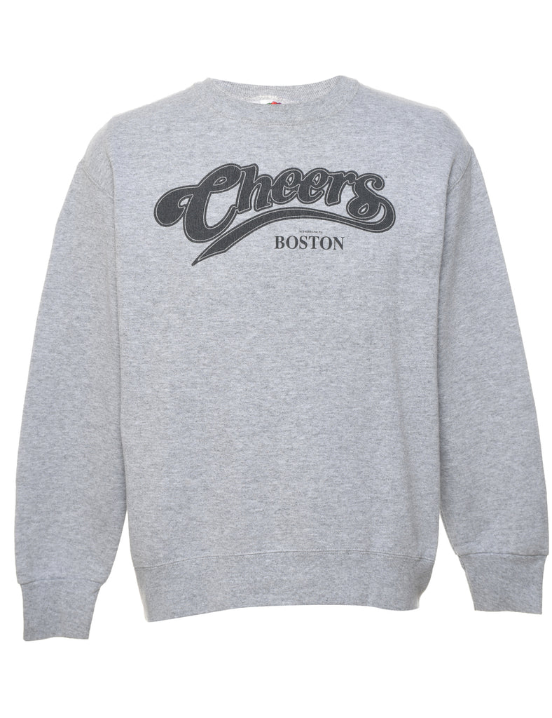 Cheers Boston Printed Light Grey Sweatshirt - M