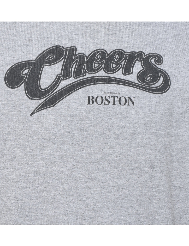 Cheers Boston Printed Light Grey Sweatshirt - M