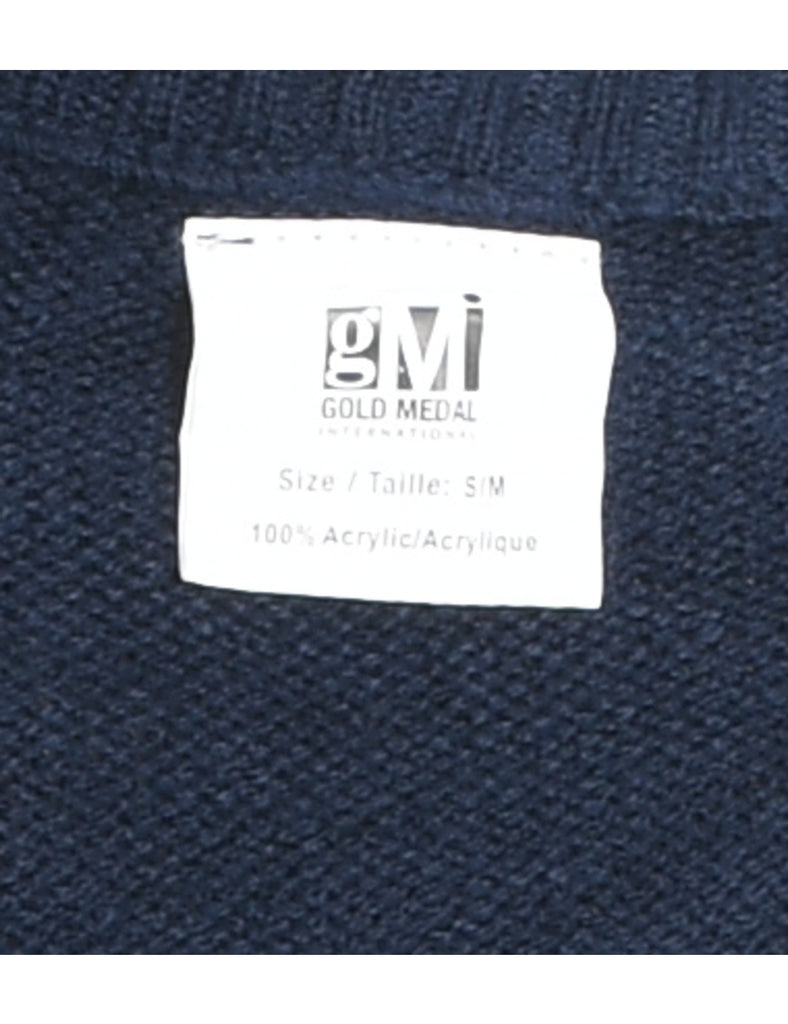 Christmas Tree Design Navy Knit Jumper - M