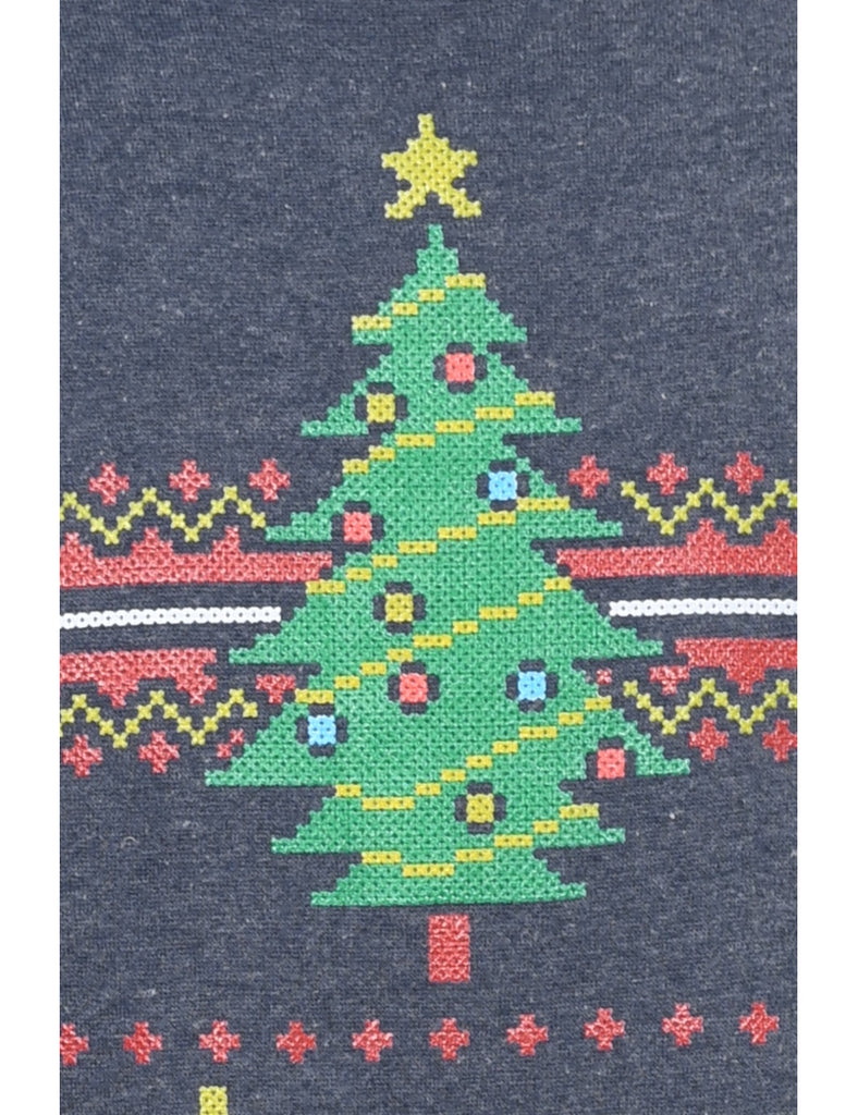 Christmas Tree Design Sweatshirt - L