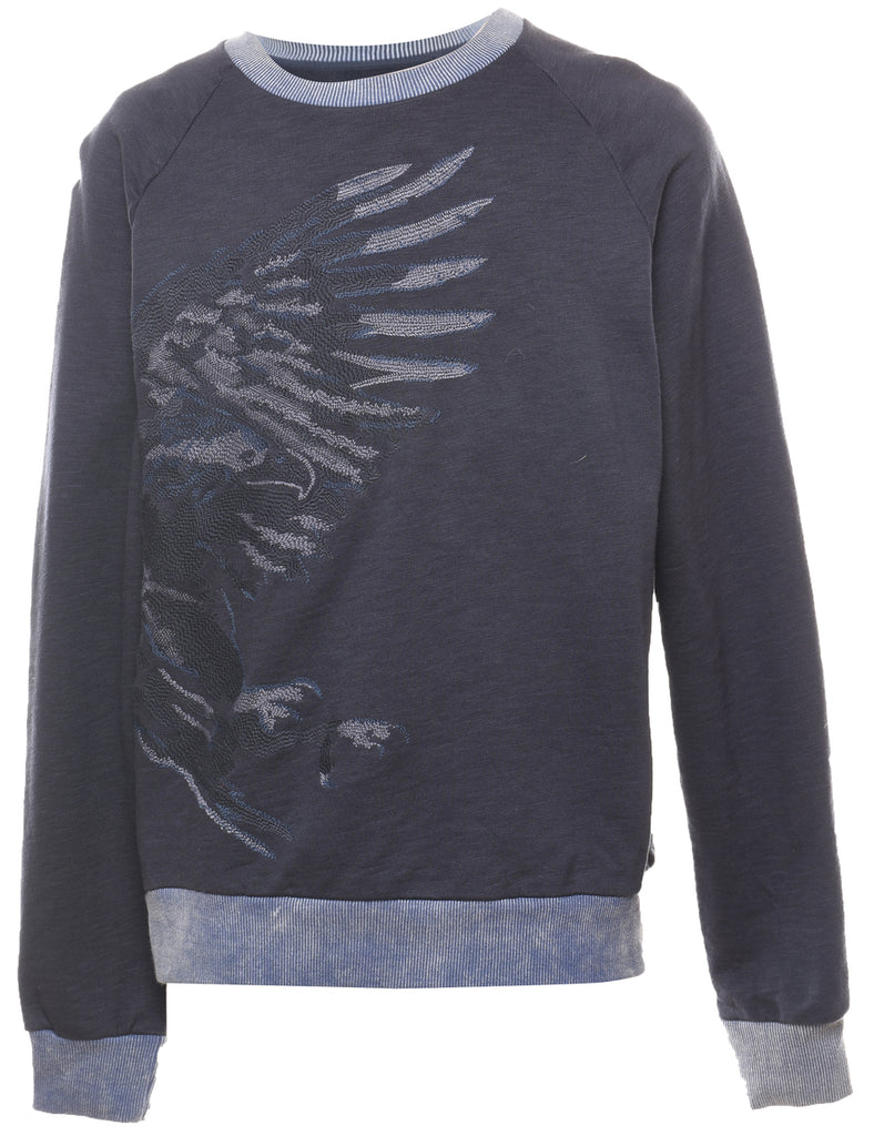 Classic Blue Eagle Design Sweatshirt - M