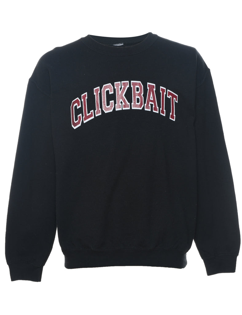 Clickbait Black & Maroon Printed Sweatshirt - M