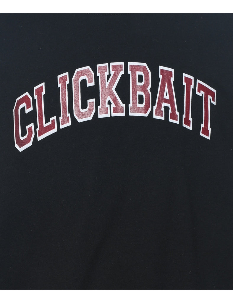 Clickbait Black & Maroon Printed Sweatshirt - M