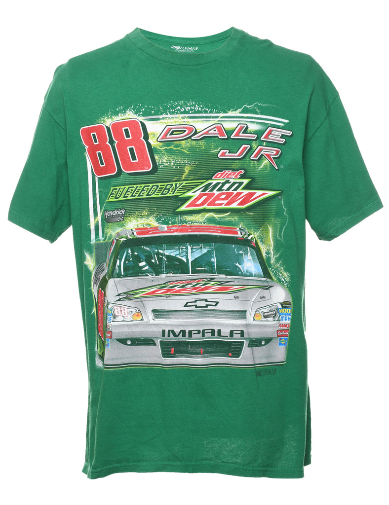 Dale Jr Green, Red & White Printed T-shirt - XL