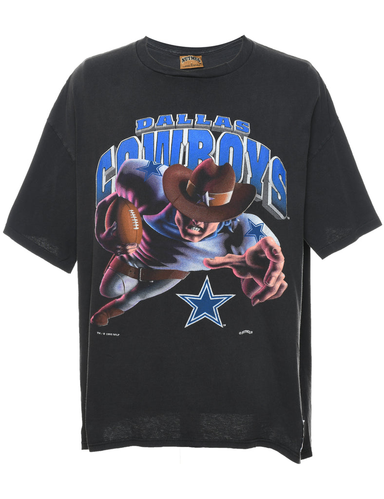 Dallas Cowboys Black & Navy Printed Sports T-shirt - XL