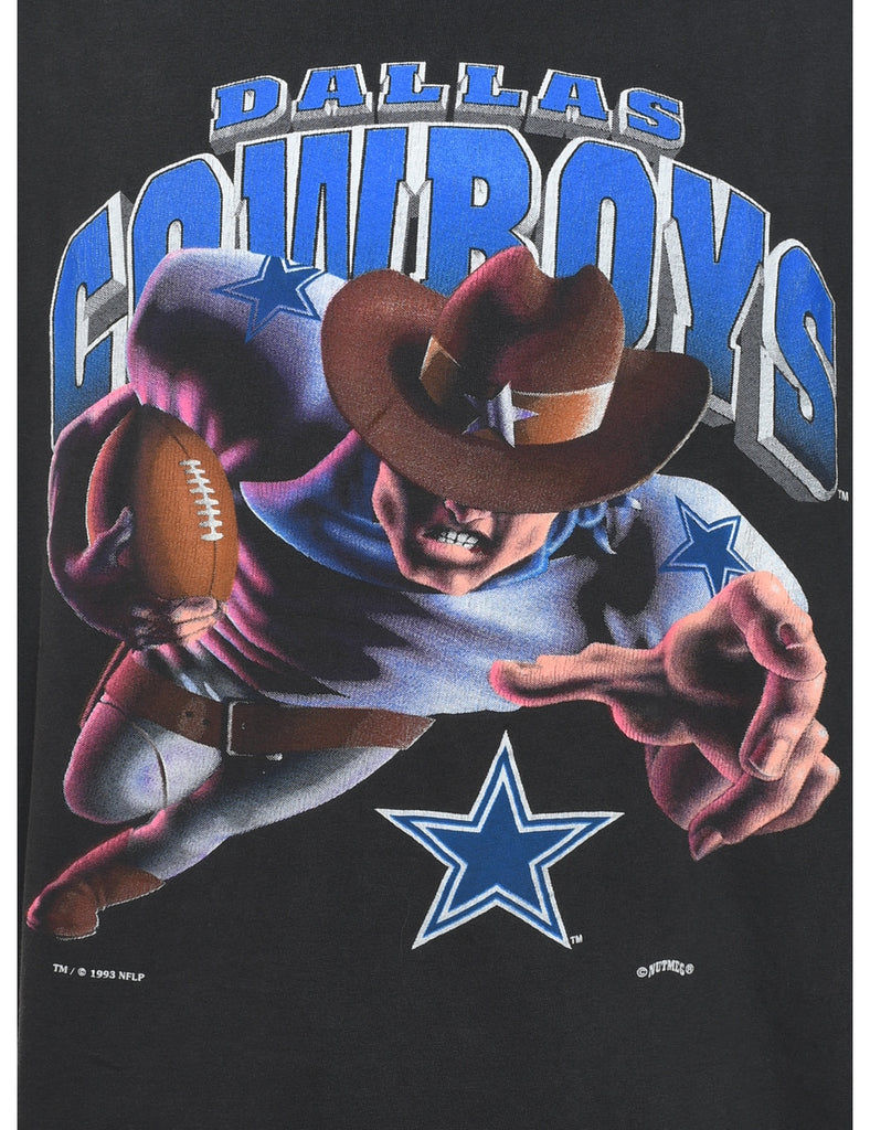 Dallas Cowboys Black & Navy Printed Sports T-shirt - XL