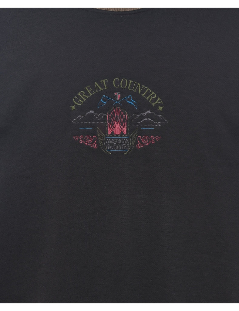 Dark Brown Great Country Embroidered Sweatshirt - L