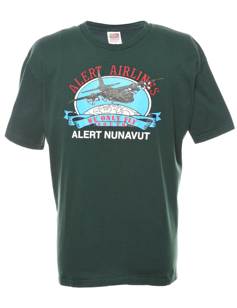 Dark Green Alret Nunavut Printed T-shirt - XL