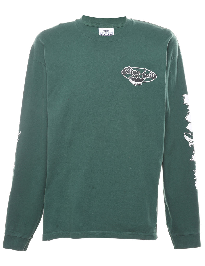 Dark Green Bigg Tails Printed T-shirt - XL