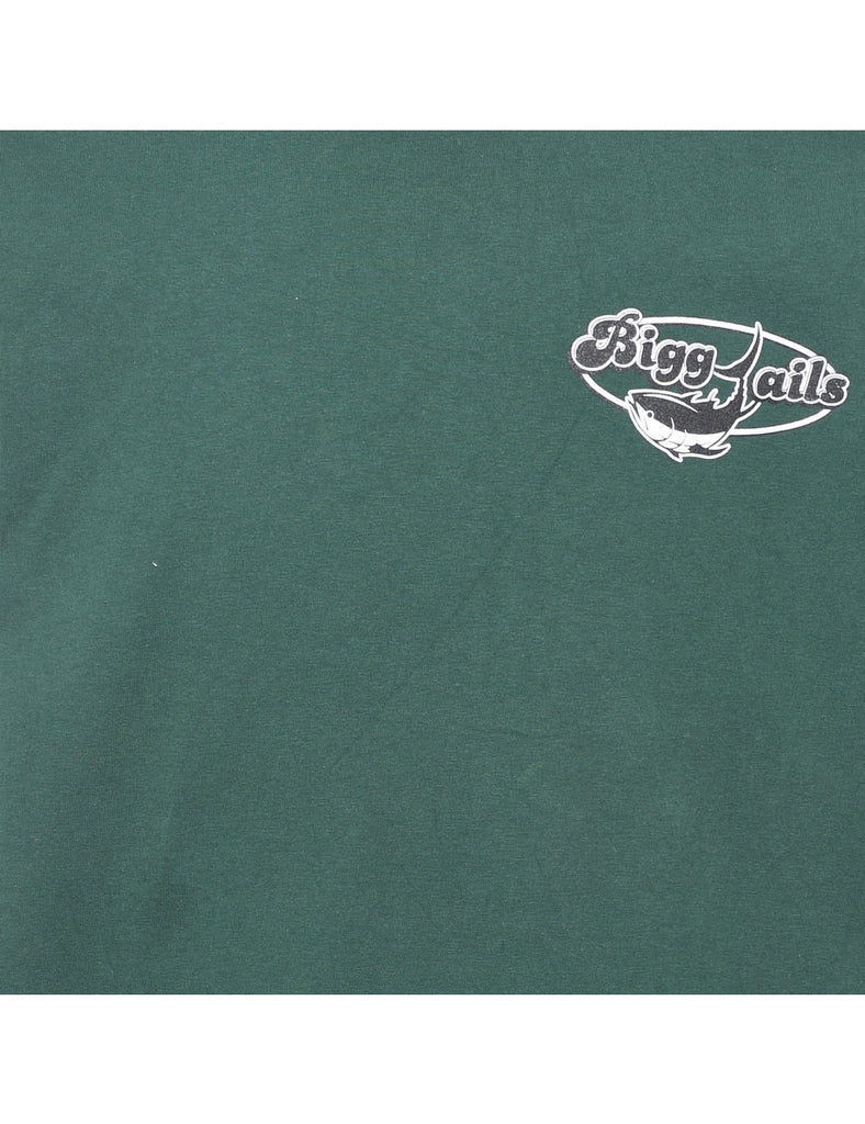 Dark Green Bigg Tails Printed T-shirt - XL