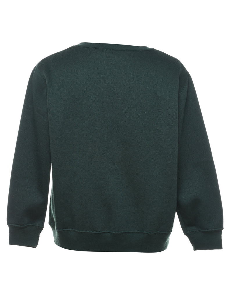 Dark Green Floral Sweatshirt - S