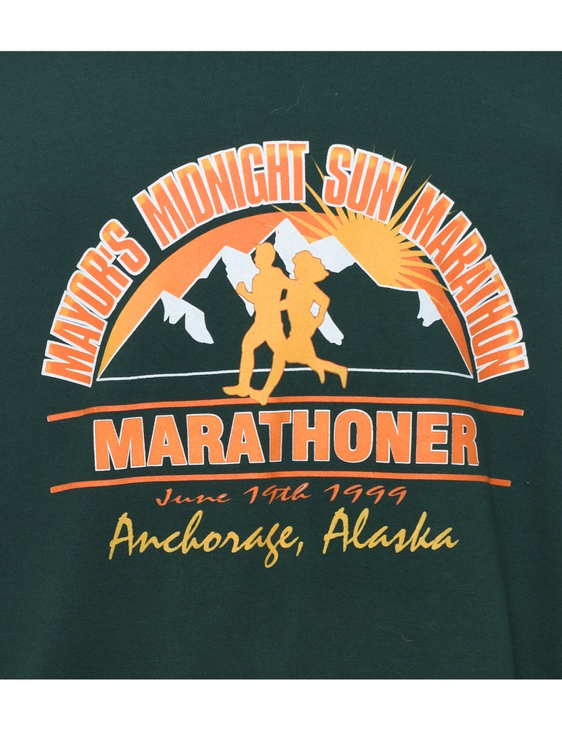 Dark Green Marathoner Printed Sweatshirt - XL