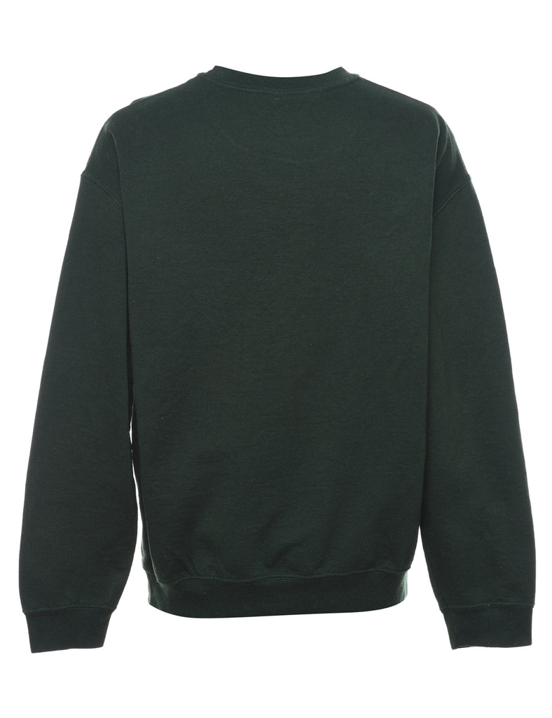 Dark Green Printed Sweatshirt - L