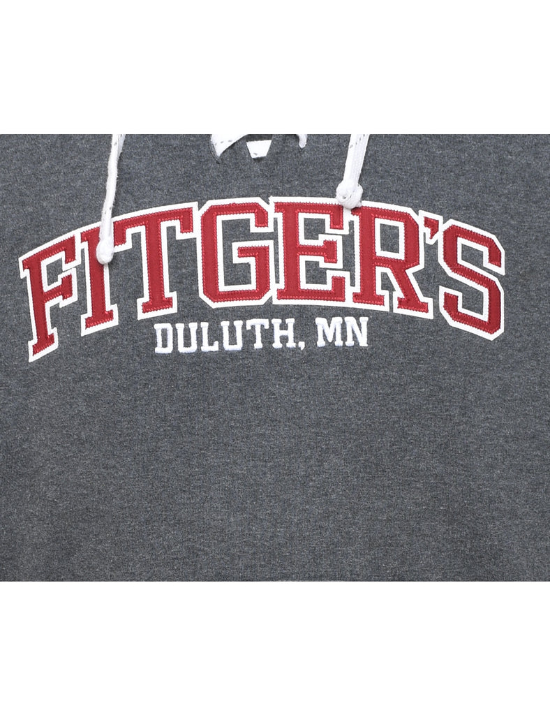 Dark Grey Fitger's Duluth MN Lace-Up Detail Hoodie - S