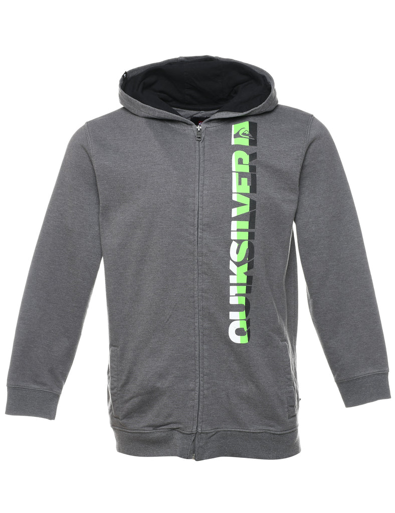 Dark Grey & Lime Green Quick Silver  Printed Hoodie - XL