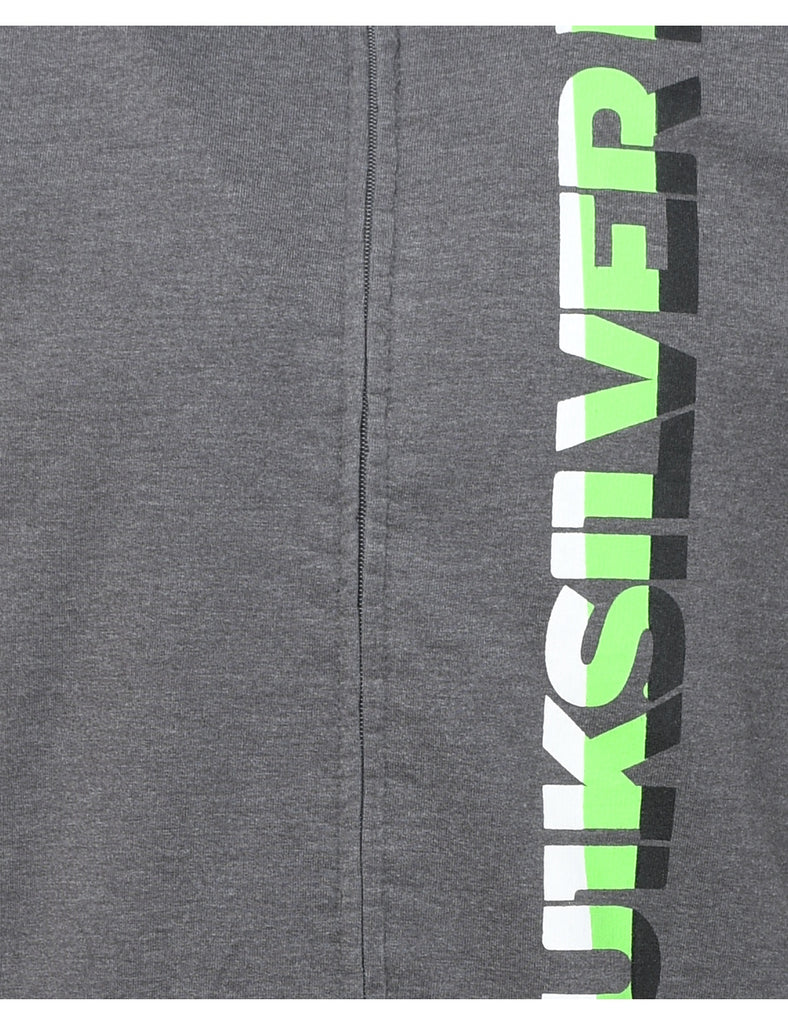 Dark Grey & Lime Green Quick Silver  Printed Hoodie - XL