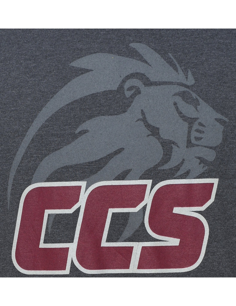Dark Grey & Maroon CCS Printed Sweatshirt - M
