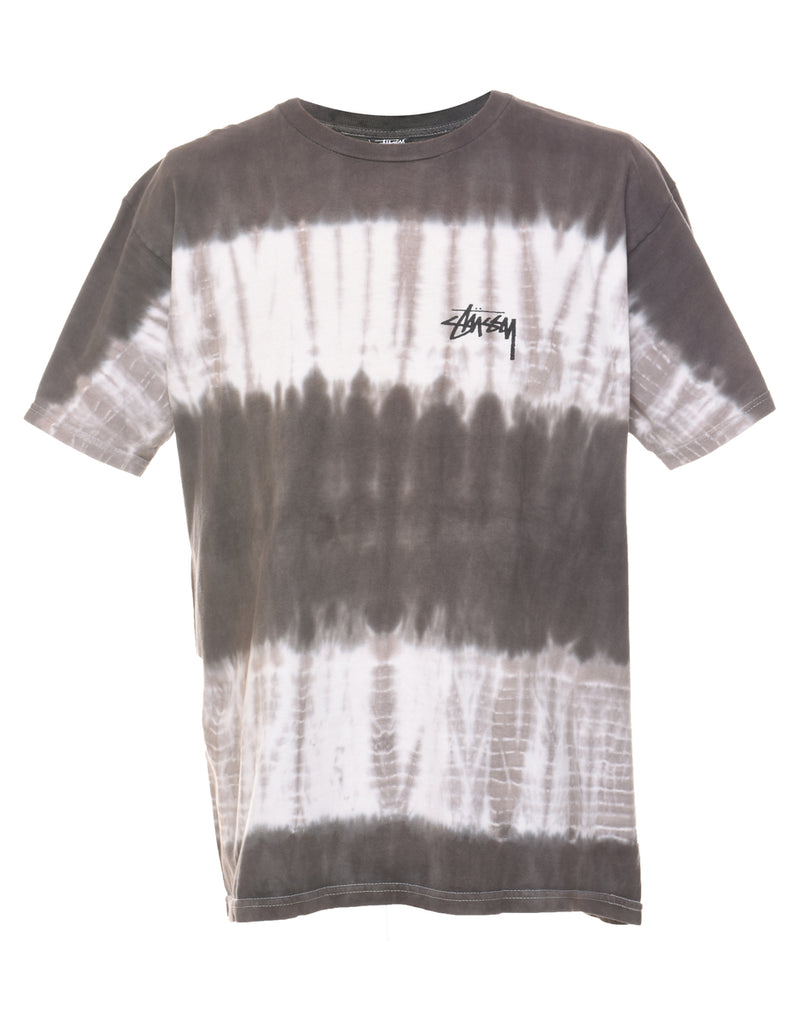 Dark Grey & Off-White Stussy Tie Dye T-shirt - L