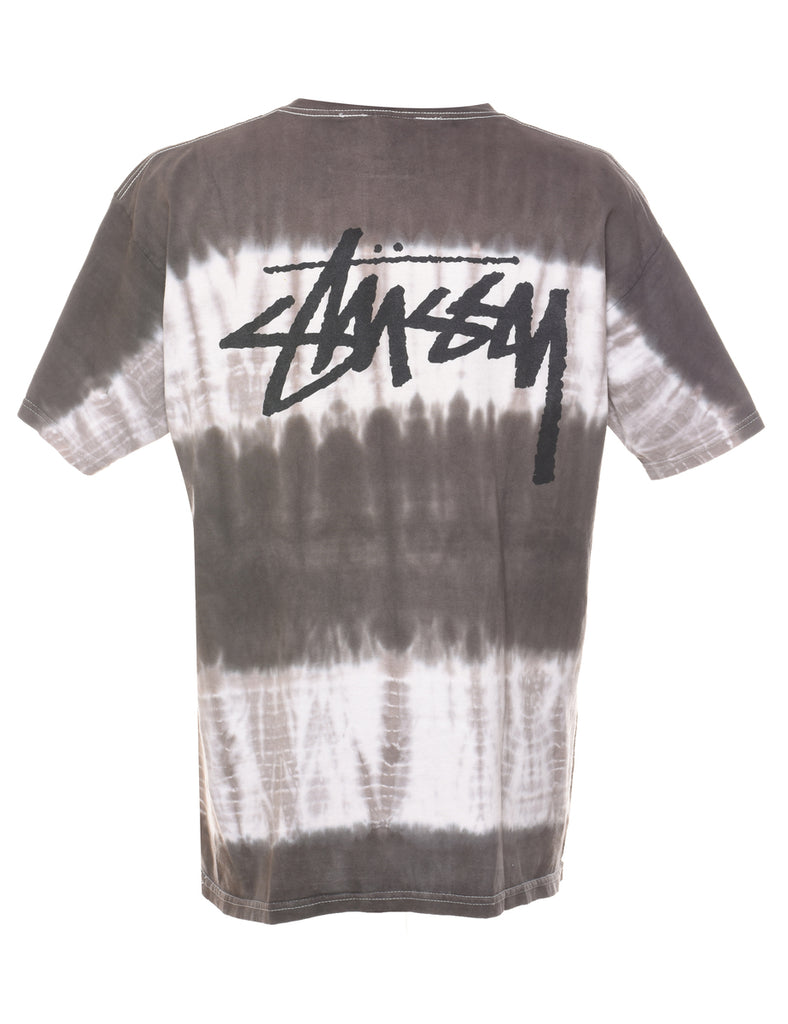 Dark Grey & Off-White Stussy Tie Dye T-shirt - L