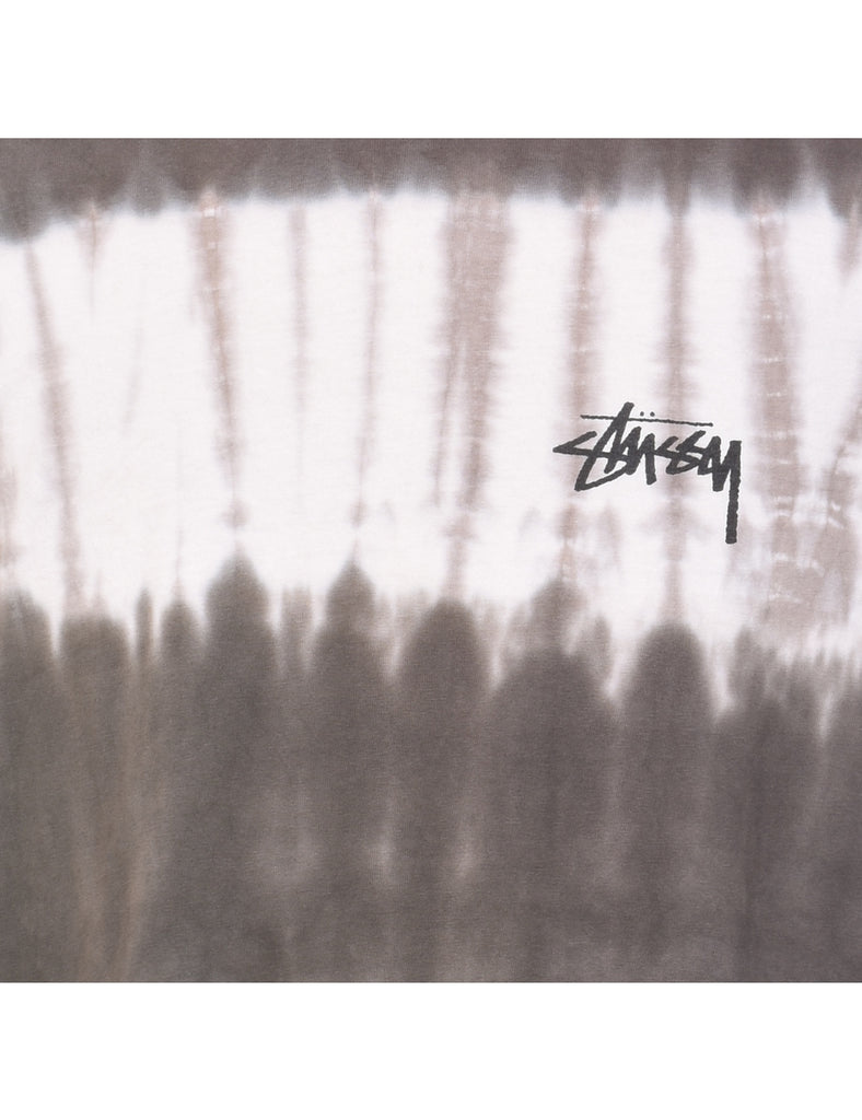 Dark Grey & Off-White Stussy Tie Dye T-shirt - L