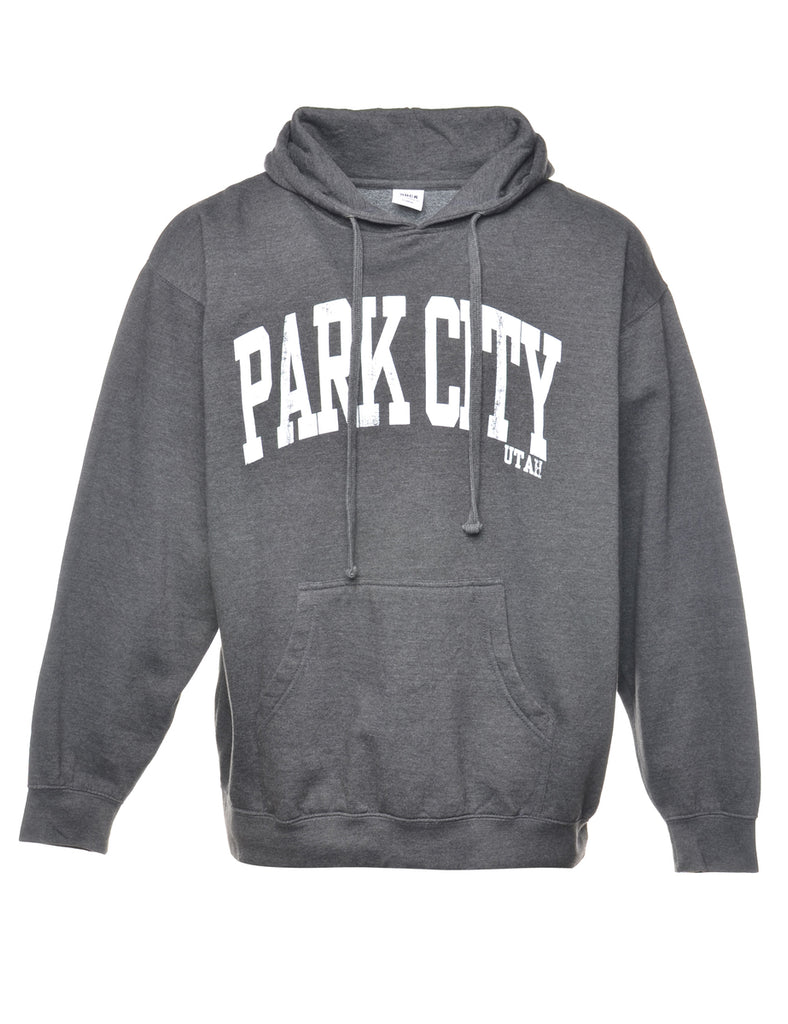 Dark Grey Park City printed Hoodie - XL