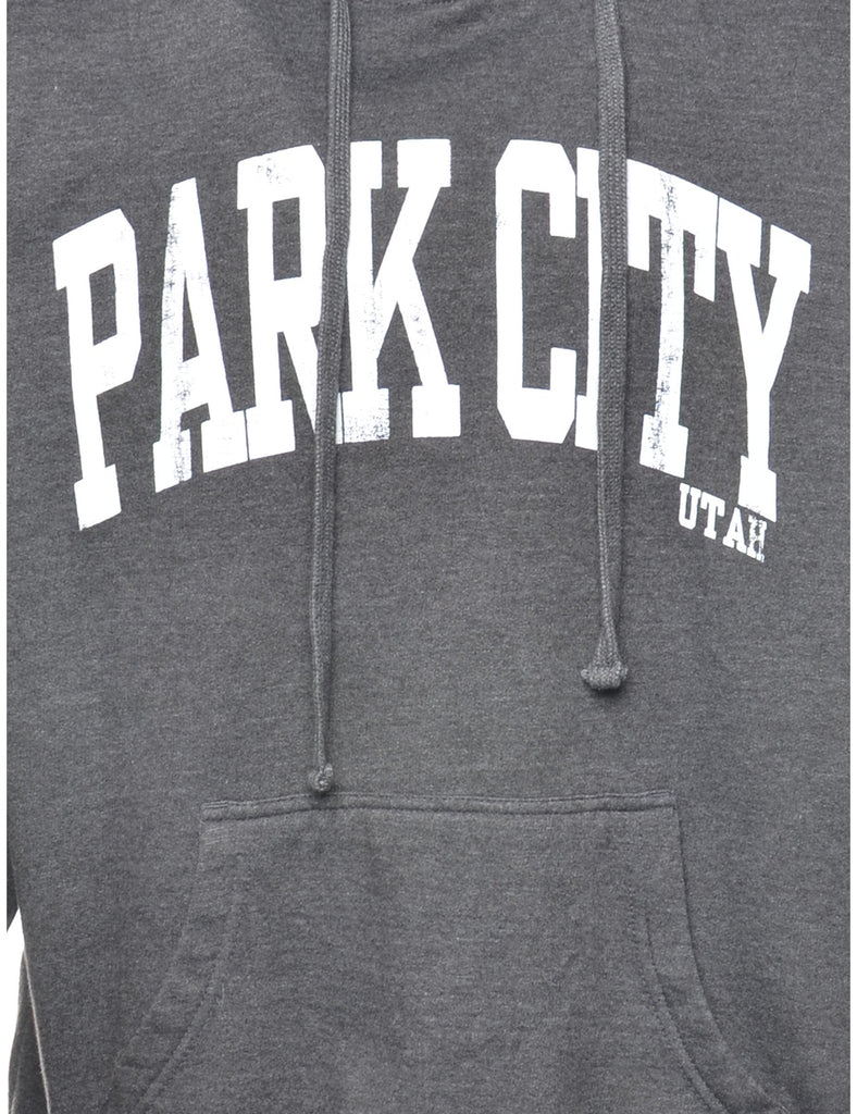 Dark Grey Park City printed Hoodie - XL