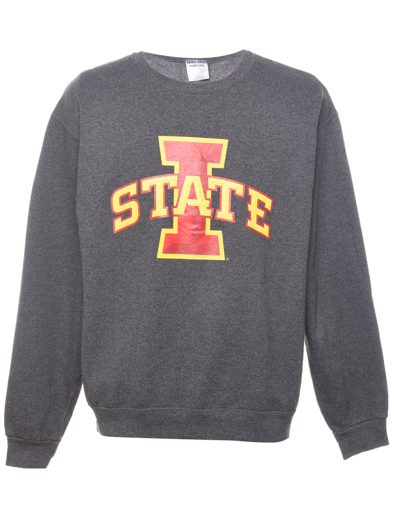 Dark Grey, Red & Yellow Printed Sweatshirt - L