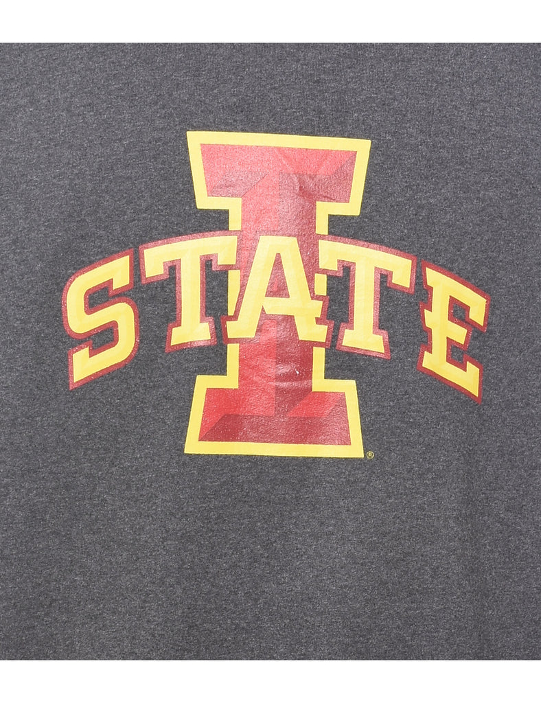 Dark Grey, Red & Yellow Printed Sweatshirt - L