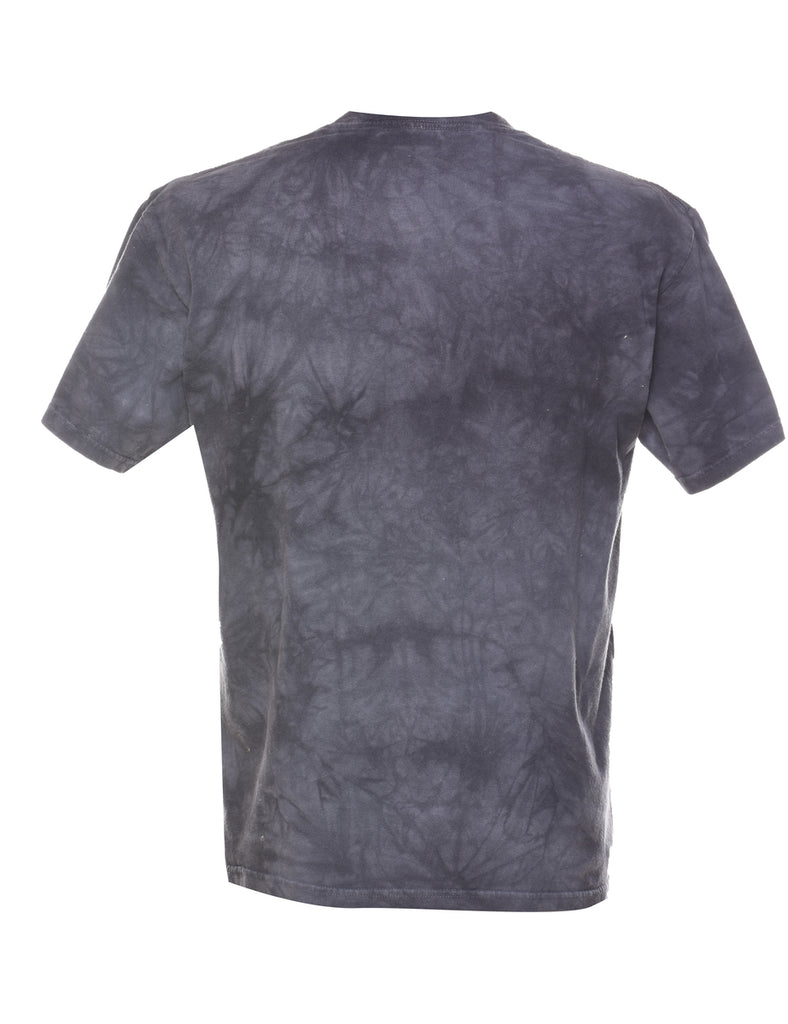 Dark Grey Tie Dye The Mountain Cat Design Animal T-shirt - M