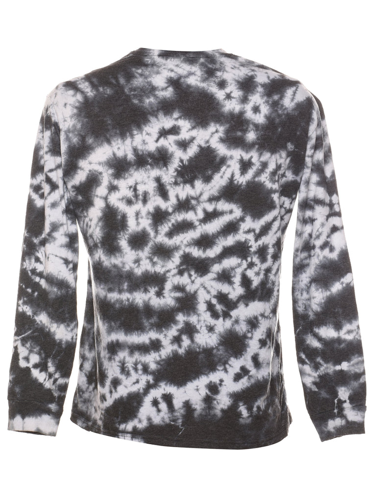 Dark Grey & White AC/DC Tie Dye Band T-shirt - M