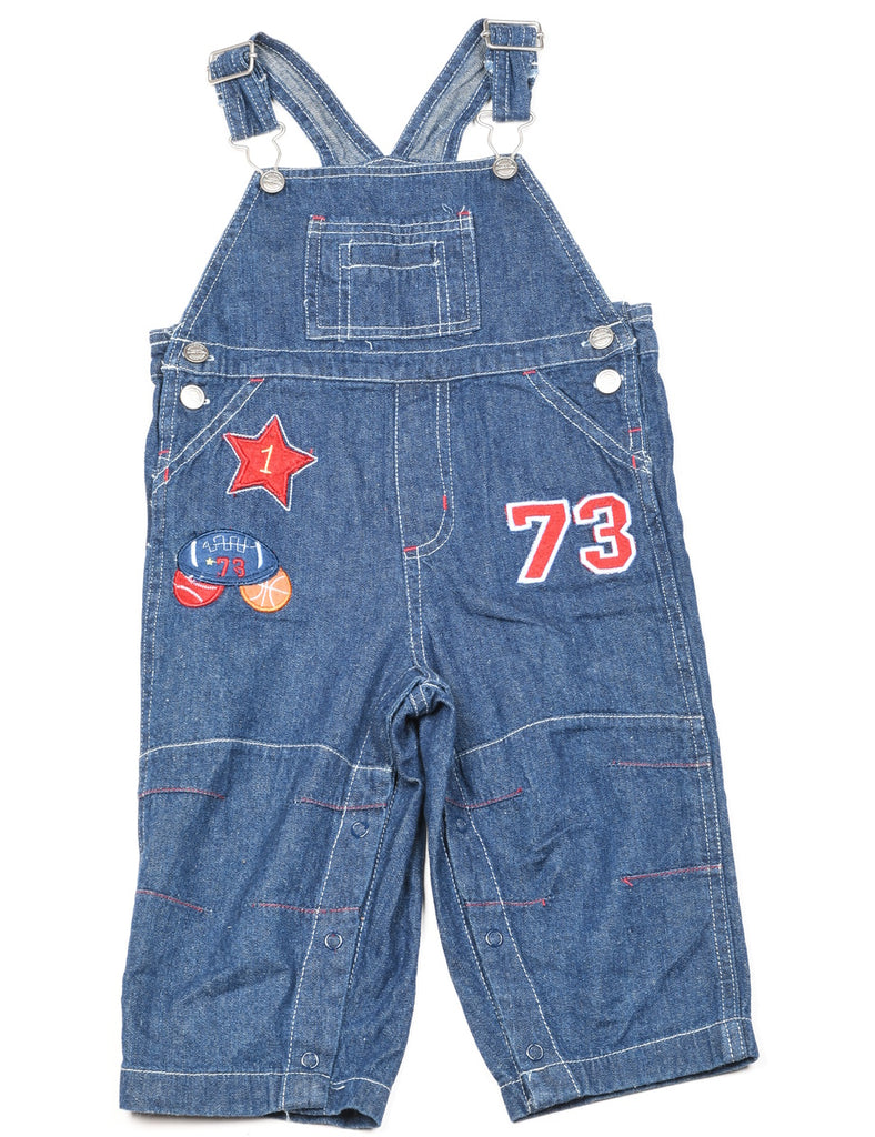 Dark Wash Appliqued Dungarees - 12-18 MONTHS