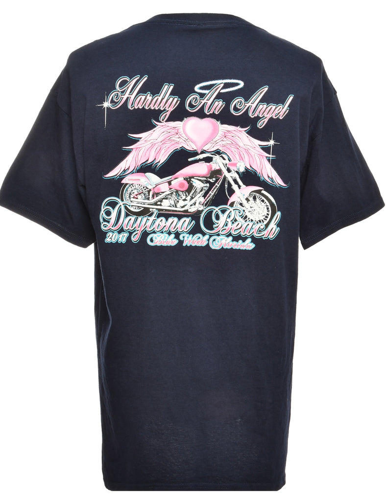 Daytona Beach Navy Printed T-shirt - M