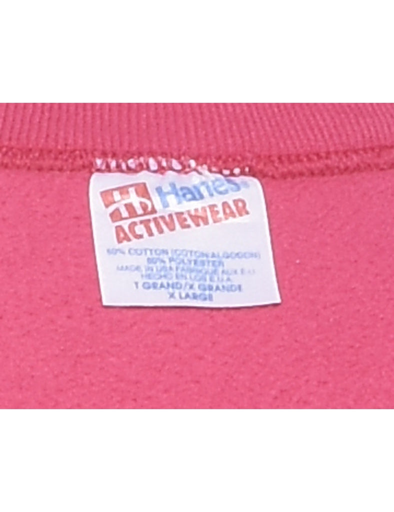 Delaware National Endure Printed 1990s Pink Sweatshirt - XL