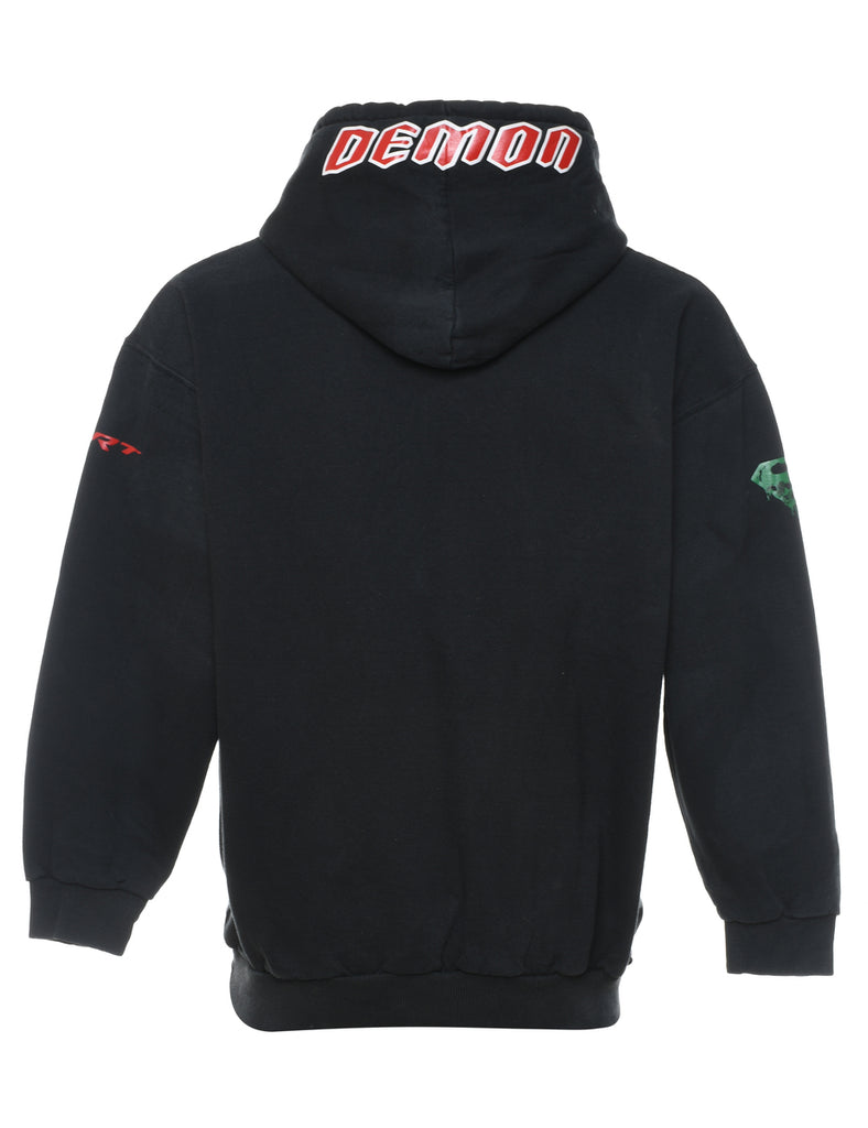 Demon Printed Black & Red Printed Hoodie - L