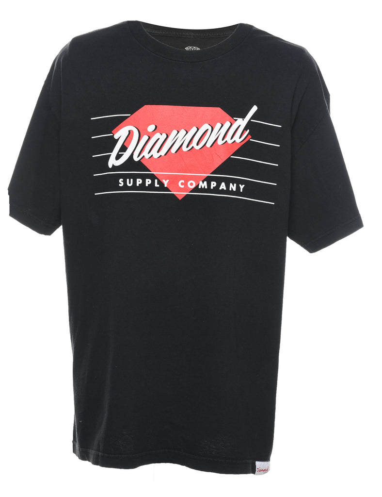 Diamond Printed Black & Red T-shirt - XL