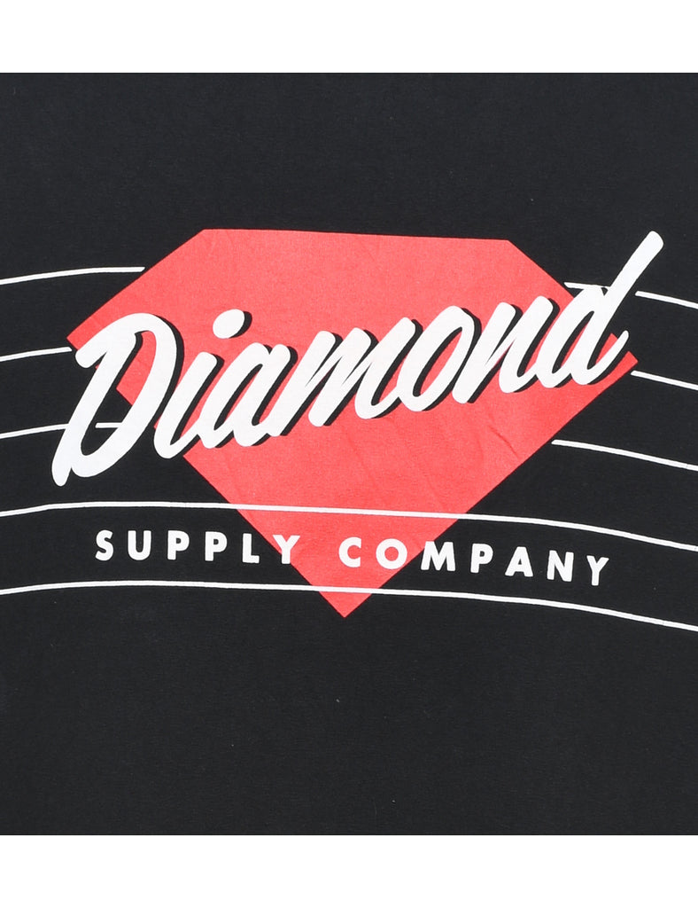 Diamond Printed Black & Red T-shirt - XL