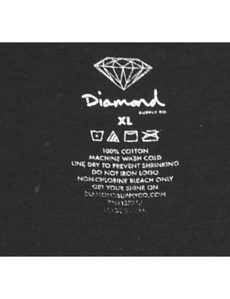 Diamond Printed Black & Red T-shirt - XL