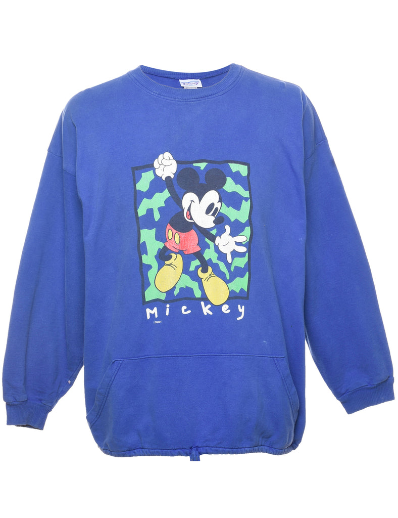 Unisex Disney Disney Blue 1990s Mickey Mouse Cartoon Sweatshirt