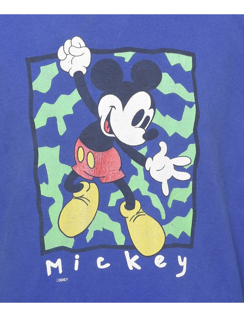 Unisex Disney Disney Blue 1990s Mickey Mouse Cartoon Sweatshirt