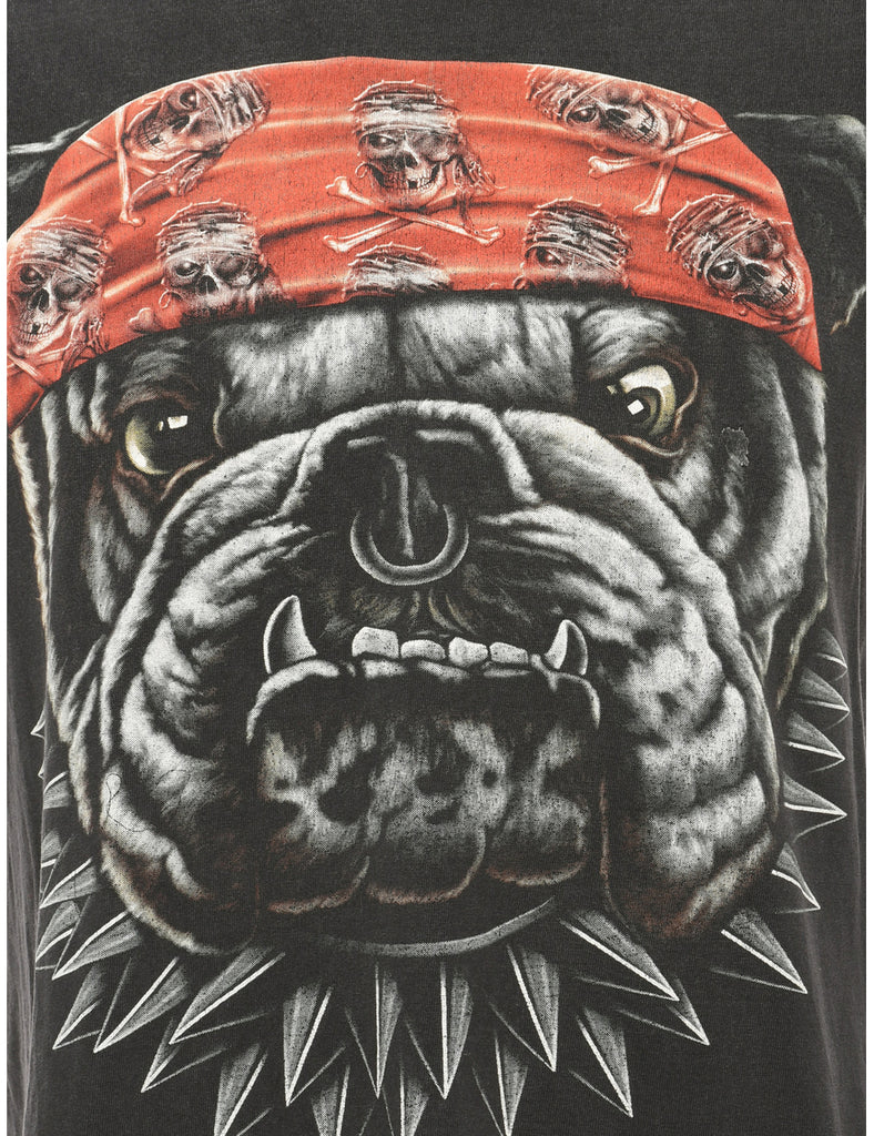 Dog Design Printed T-Shirt - M