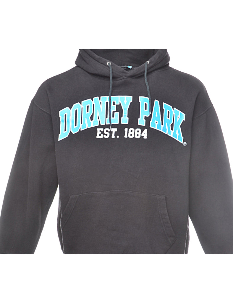 Dorney Parx Black Printed Hooded Sweatshirt - M