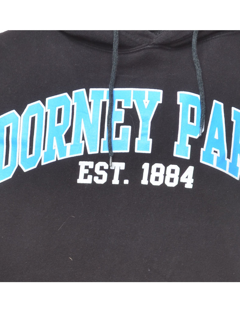 Dorney Parx Black Printed Hooded Sweatshirt - M
