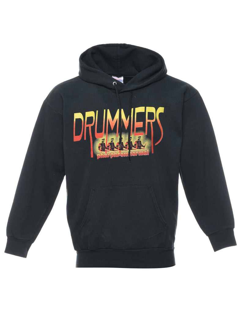 Drummers Printed Black Hoodie - M