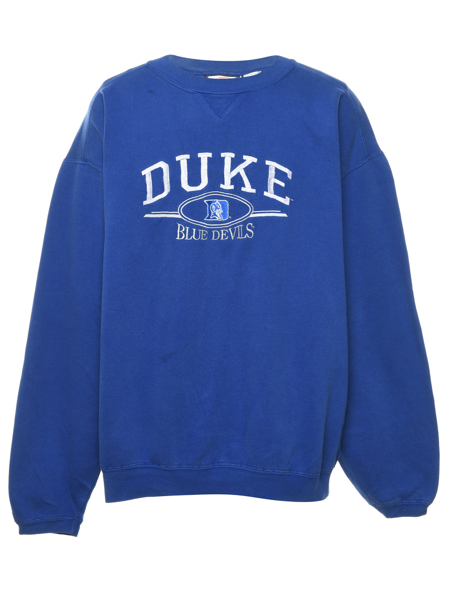 Unisex Duke BLUE Devils Embroidered Sweatshirt Blue, L Beyond Retro