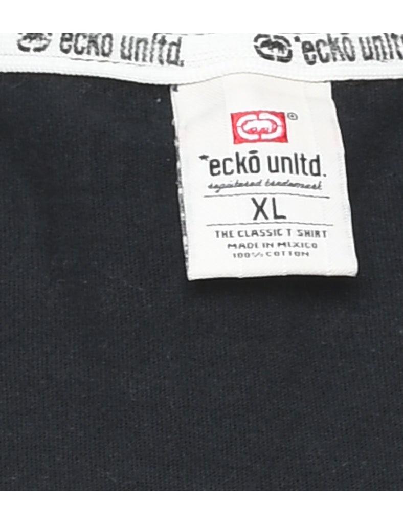 Ecko Unltd Black Embellished Y2K T-Shirt - XL