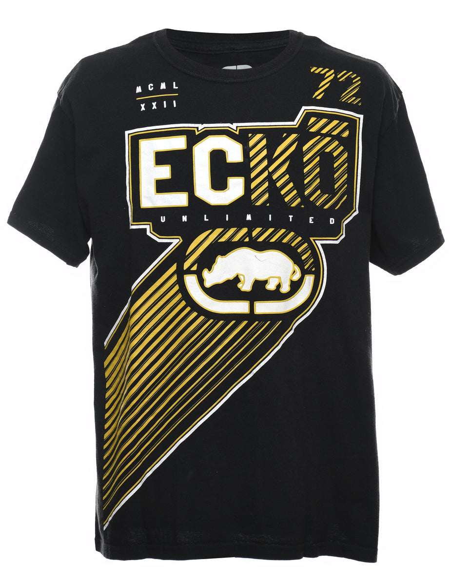 Unisex ECKO UNLTD Y2K Printed Black Gold T-shirt Black, L