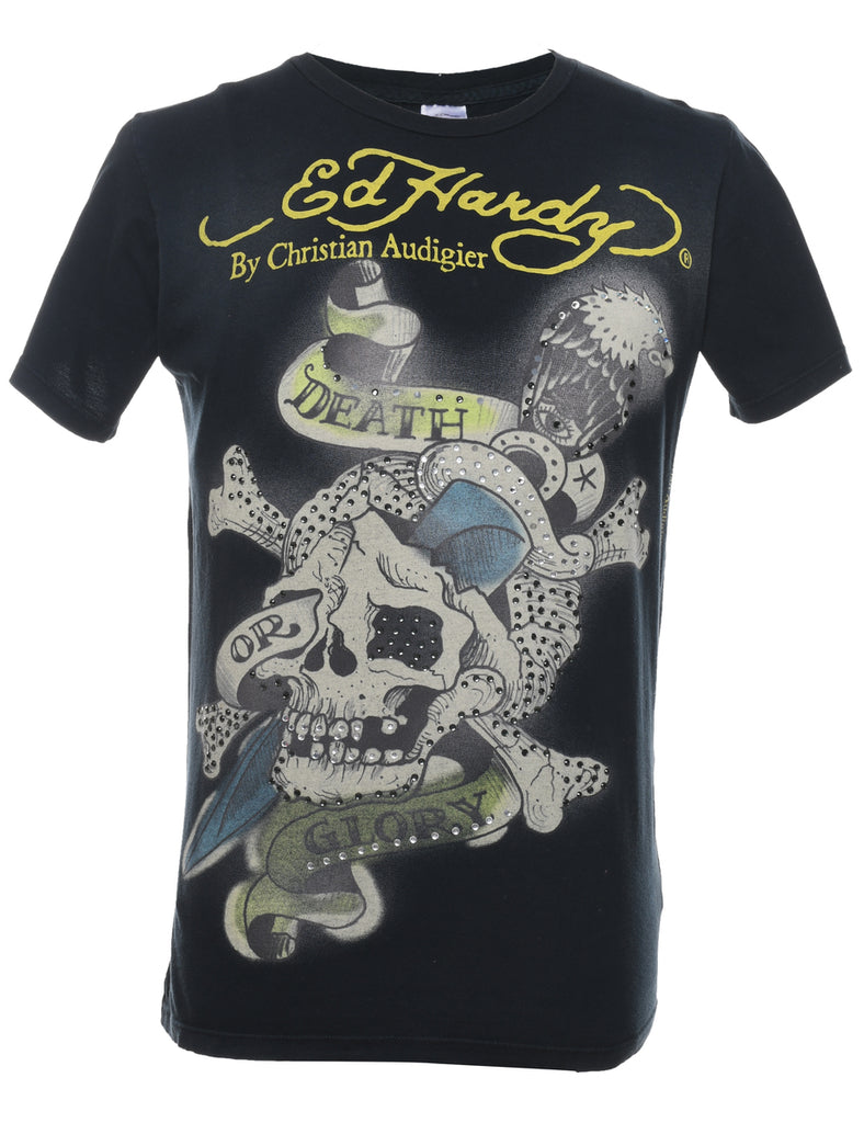 Ed Hardy Printed Multi-Colour Y2K T-shirt - M
