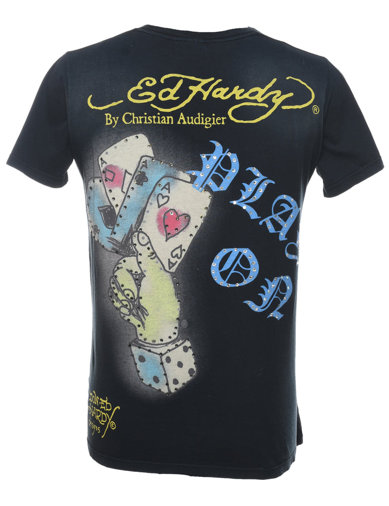 Ed Hardy Printed Multi-Colour Y2K T-shirt - M
