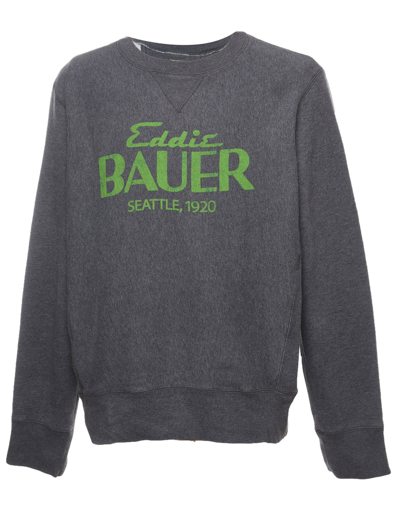 Eddie Bauer Printed Dark Grey & Green Sweatshirt - L